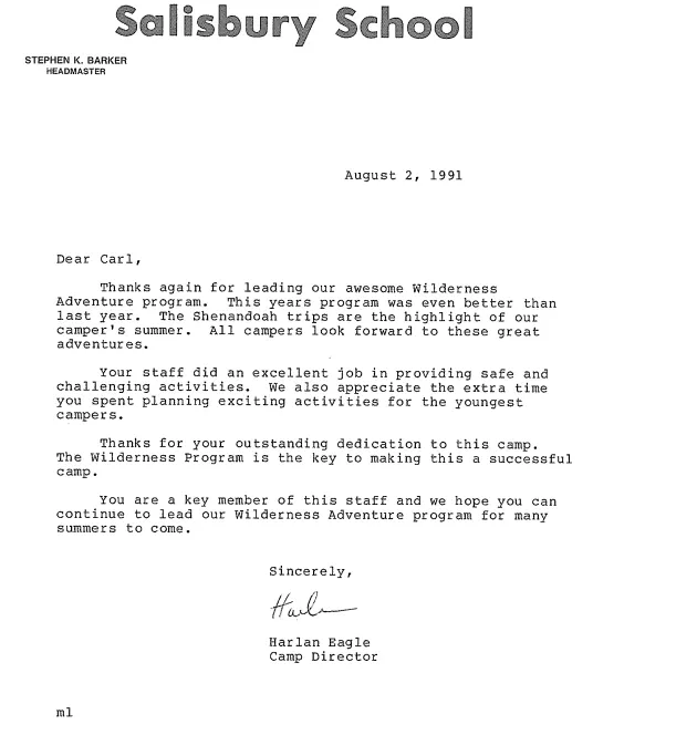 A letter from the salisbury school to the president of the school.